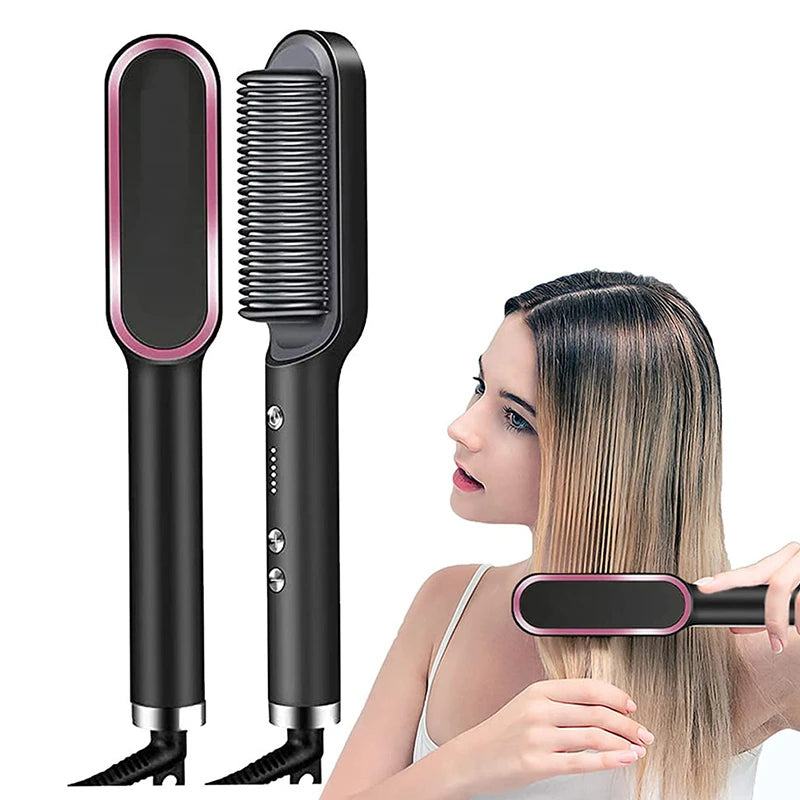 Electric Hair Brush Heating Combing For bivolt Straightened - Ecom Variedades