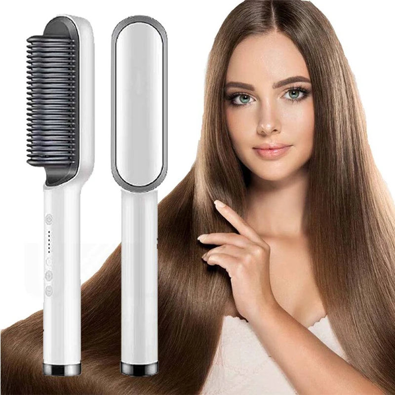 Electric Hair Brush Heating Combing For bivolt Straightened - Ecom Variedades