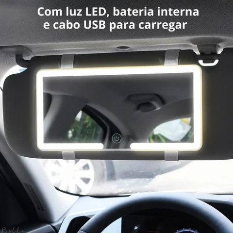 Espelho em Led para maquiagem automotivo.